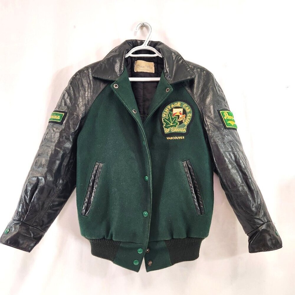 Vtg Car Club Canada Womens Bomber Jacket Packard Ocean West Leather Wool